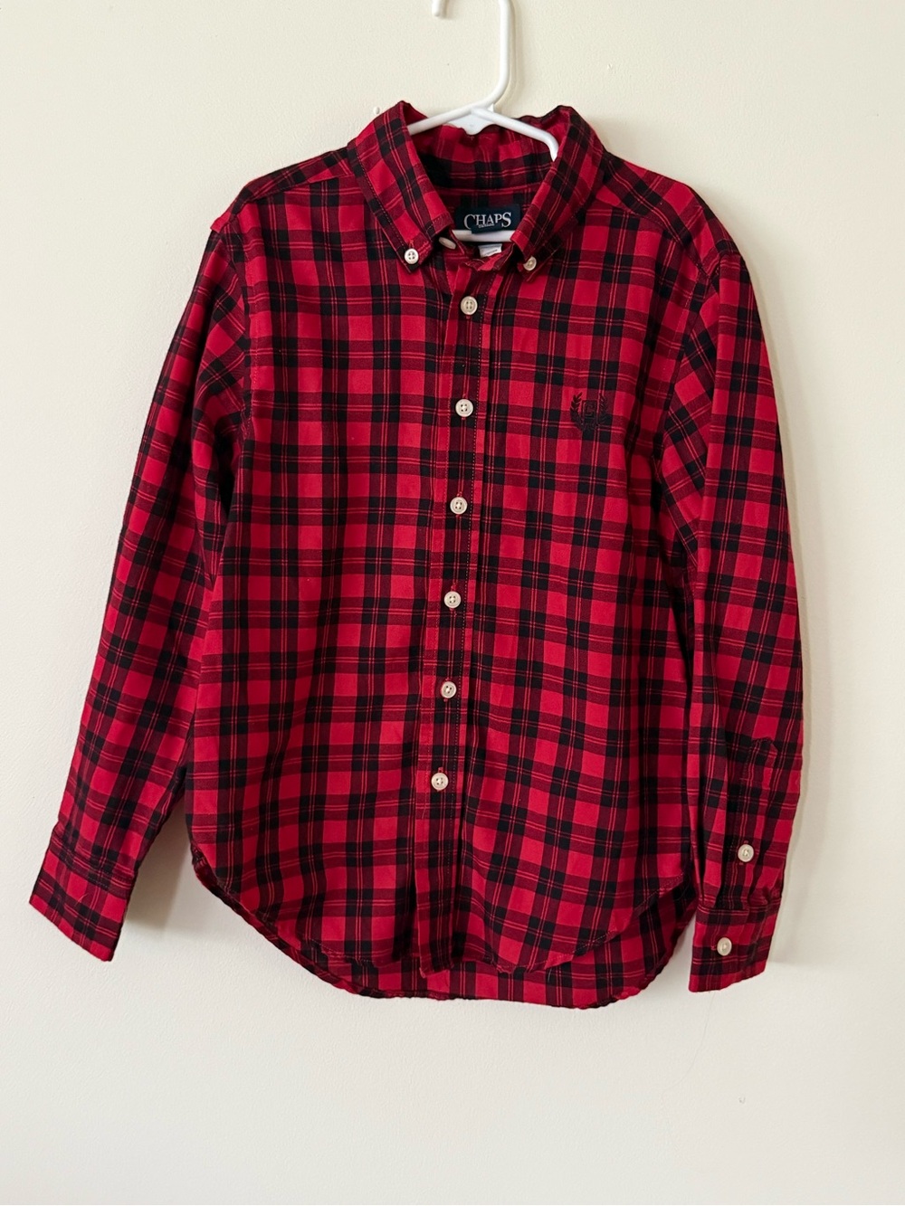 Chaps Boys Red & Black Plaid Button-Down Shirt